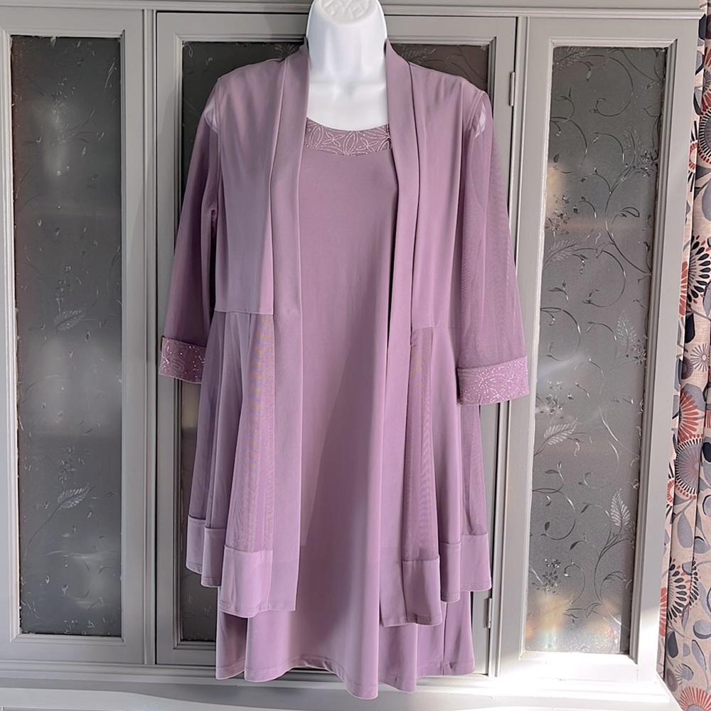 R&M Richards Dress with Jacket-Size Petite Medium-Violet in Color 💜